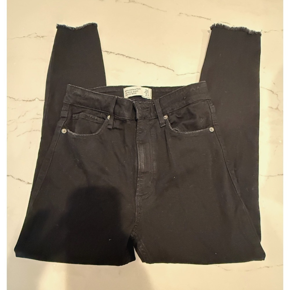 NWT Abercrombie & Fitch Womens Black Super Skinny Ankle High Rise Jeans 2 Short